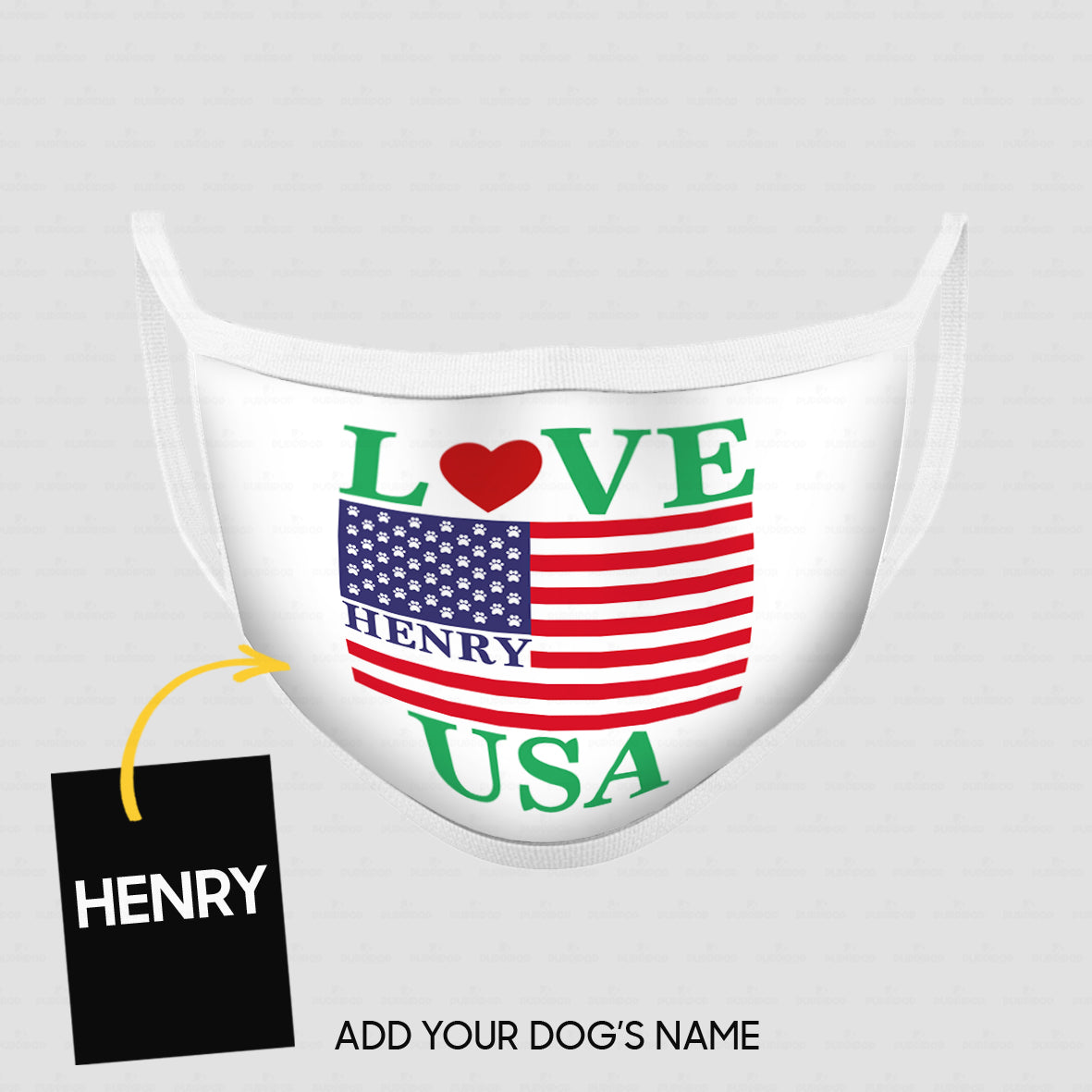 Personalized Dog Gift Idea - Love The USA For Dog Lovers - Cloth Mask