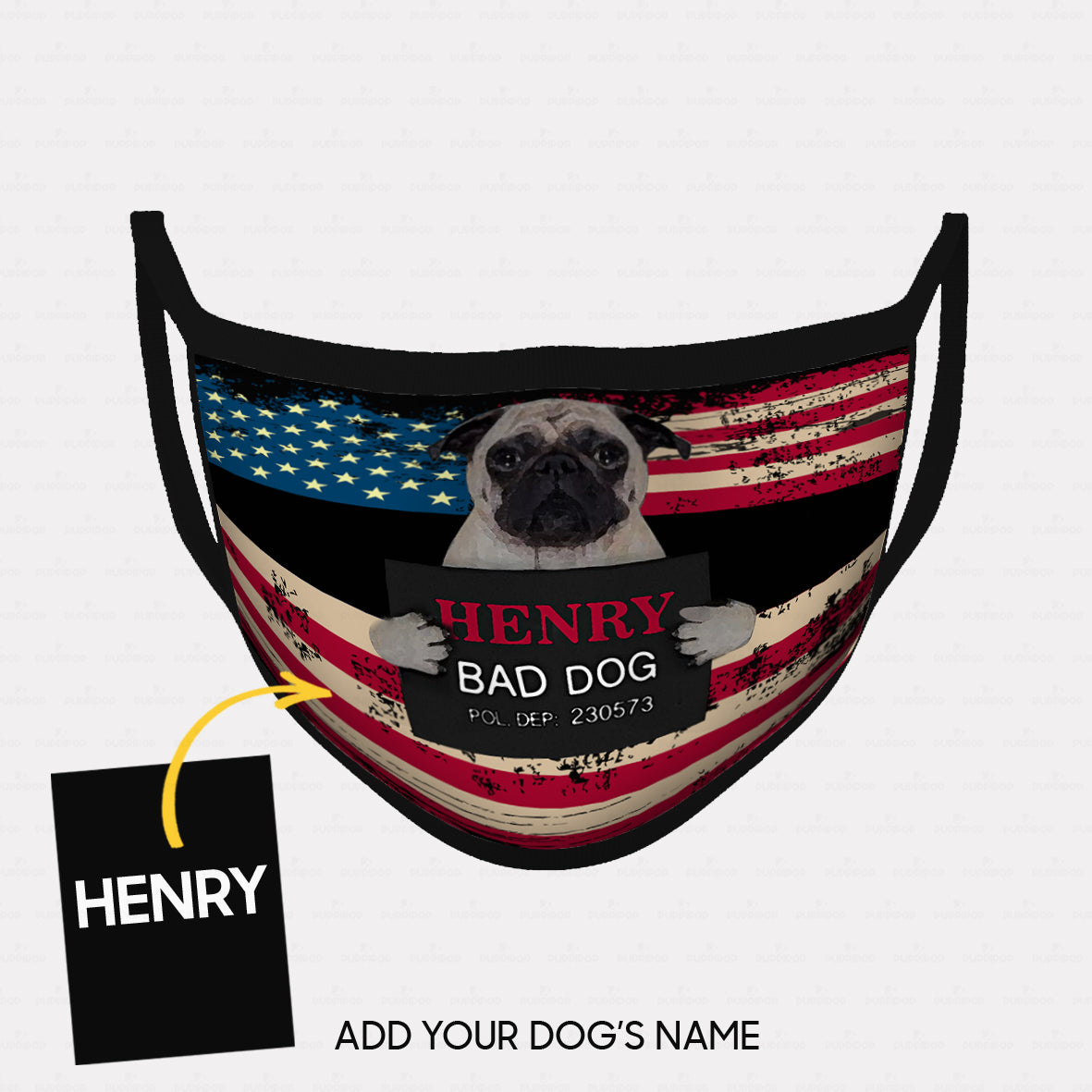 Personalized Dog Gift Idea - Pug The Bad Dog For Dog Lovers - Cloth Mask