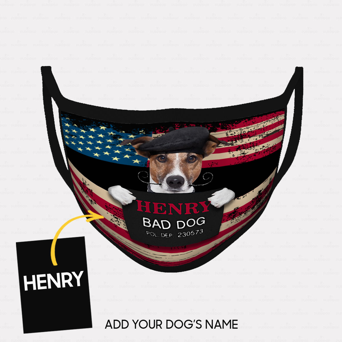 Personalized Dog Gift Idea - Bad Dog Wearing Artist Hat For Dog Lovers - Cloth Mask