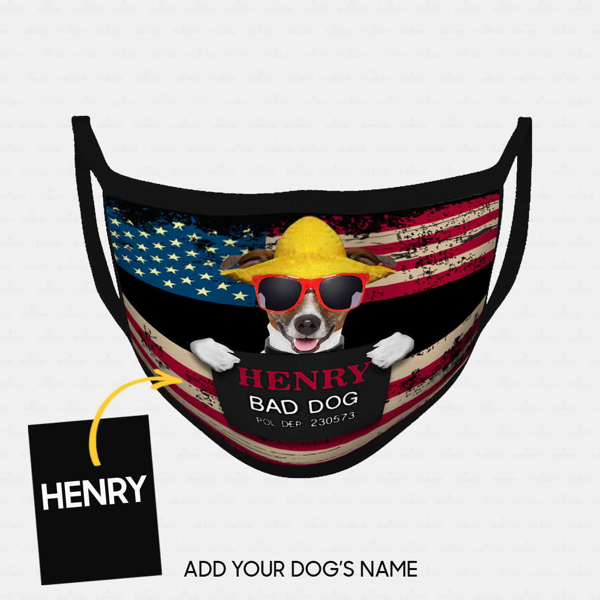 Personalized Dog Gift Idea - Bad Dog Wearing Yellow Hat For Dog Lovers - Cloth Mask