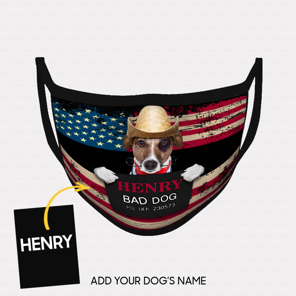 Personalized Dog Gift Idea - Bad Dog Wearing Cowboy Hat For Dog Lovers - Cloth Mask