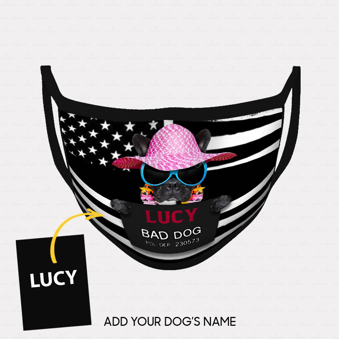Personalized Dog Gift Idea - Bad Dog Girl Wearing Beach Hat For Dog Lovers - Cloth Mask