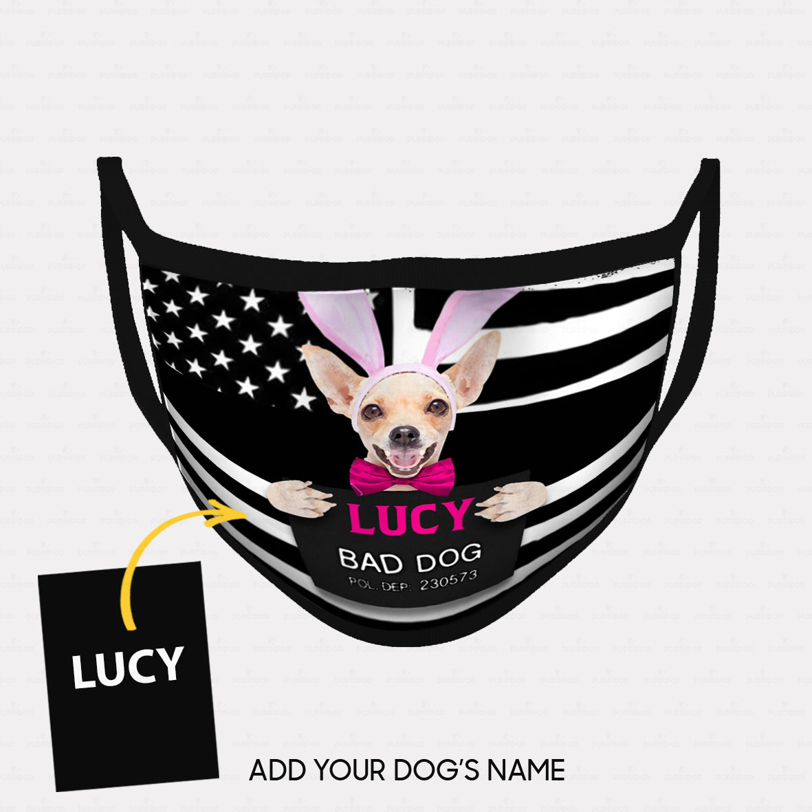 Personalized Dog Gift Idea - Bad Dog Girl With Rabbit Ear For Dog Lovers - Cloth Mask