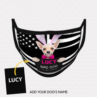 Thumbnail for Personalized Dog Gift Idea - Bad Dog Girl With Rabbit Ear For Dog Lovers - Cloth Mask