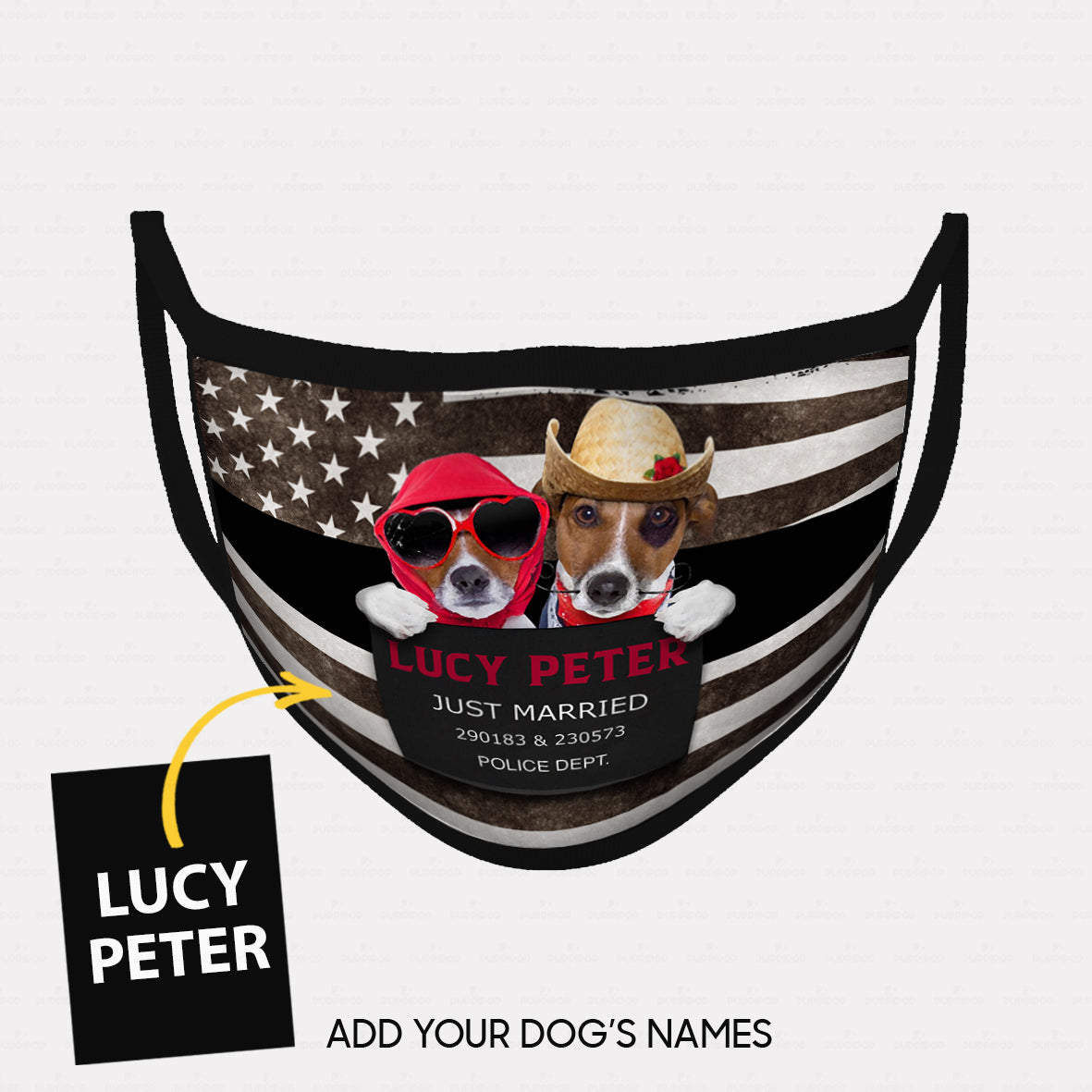 Personalized Dog Gift Idea - Dog Wearing Glasses And Dog Wearing Cowboy Hat Just Married Dog For Dog Lovers - Cloth Mask