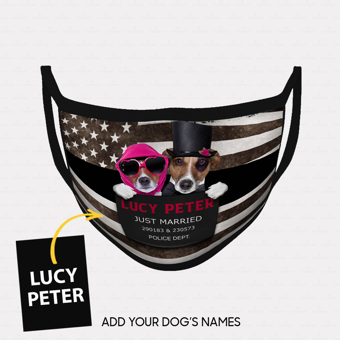 Personalized Dog Gift Idea - Dog Wearing Glasses And Dog Wearing Black Cowboy Hat Just Married Dog For Dog Lovers - Cloth Mask
