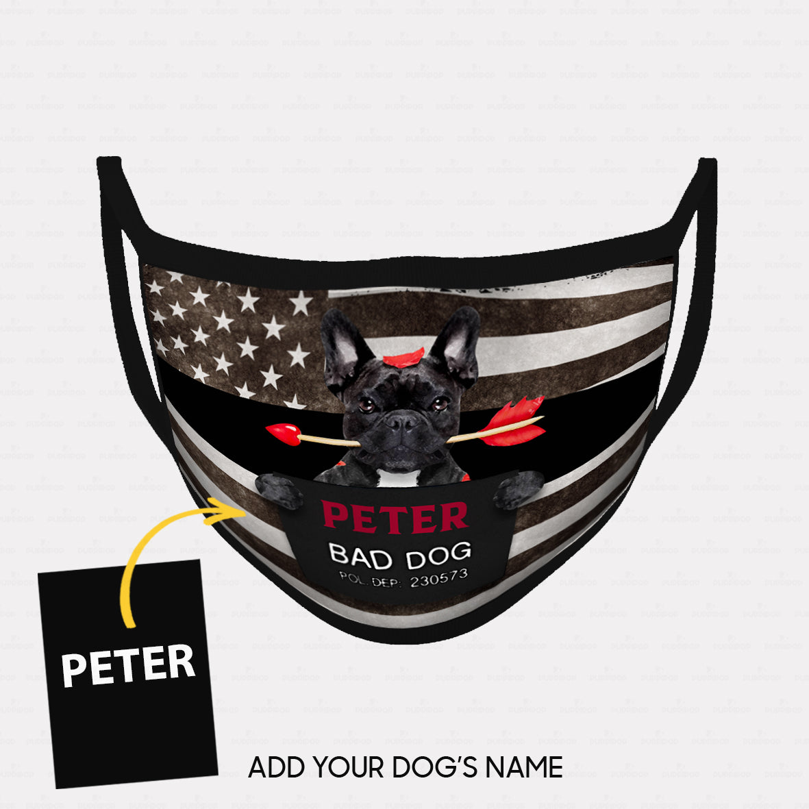 Personalized Dog Gift Idea - Bad Black Dog With Arrow For Dog Lovers - Cloth Mask