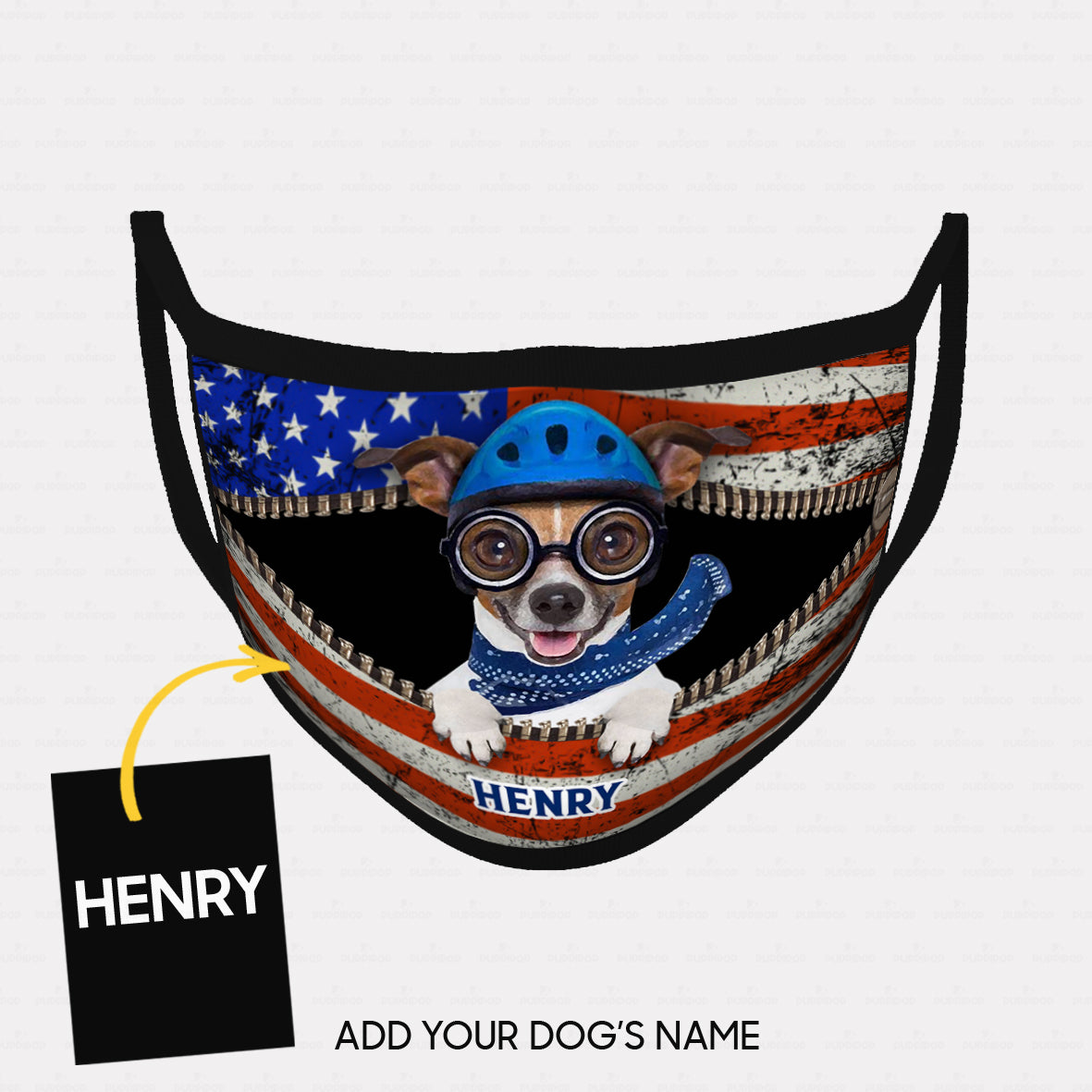 Personalized Dog Gift Idea - Dog With Blue Scarf And Helmet For Dog Lovers - Cloth Mask
