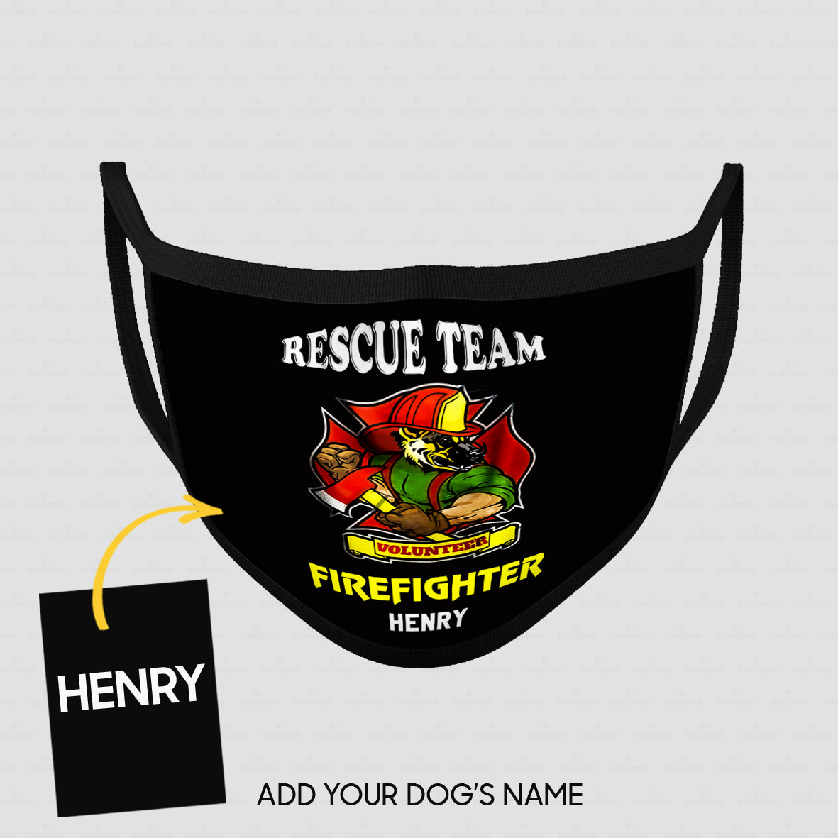 Personalized Dog Gift Idea - Rescue Firefighter Team Volunteer For Dog Lovers - Cloth Mask