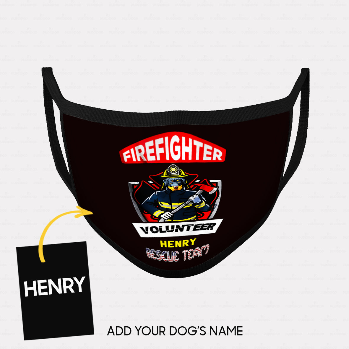 Personalized Dog Gift Idea - Firefighter Volunteer Rescue Team For Dog Lovers - Cloth Mask