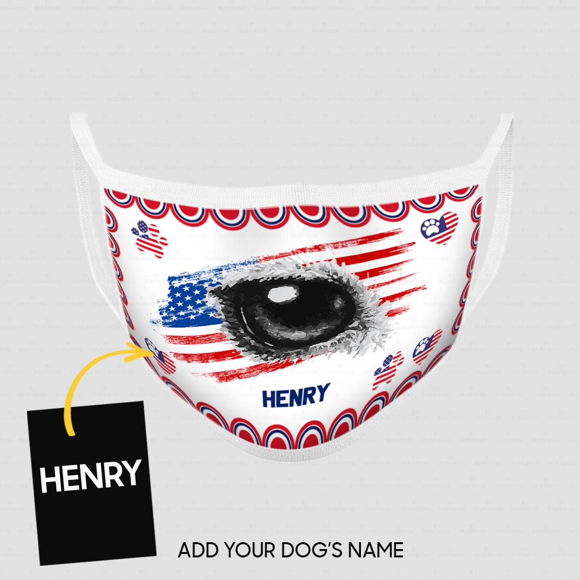 Personalized Dog Gift Idea - America Flag With Dog Eye For Dog Lovers - Cloth Mask