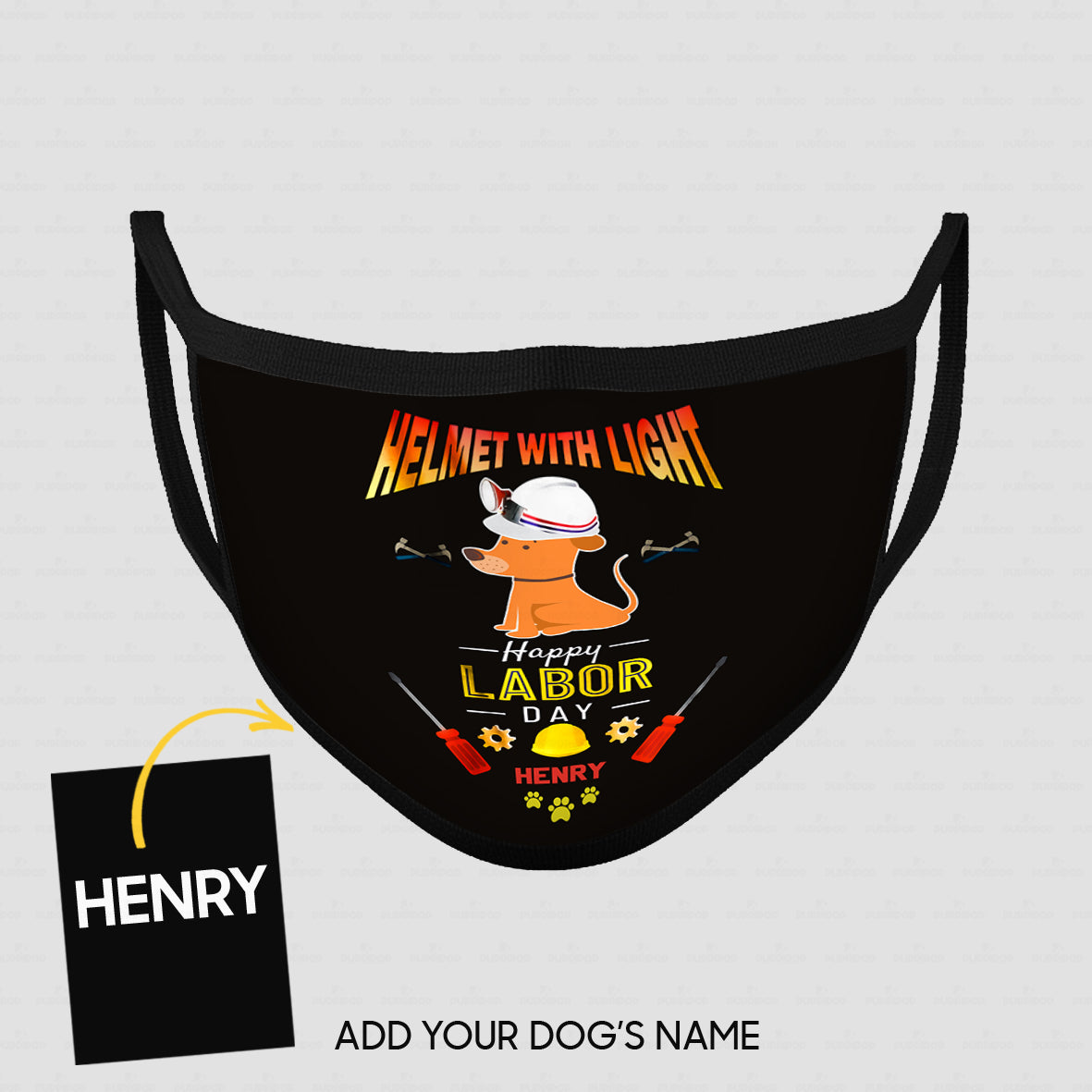 Personalized Dog Gift Idea - Helmet With Light Happy Labor Day For Dog Lovers - Cloth Mask