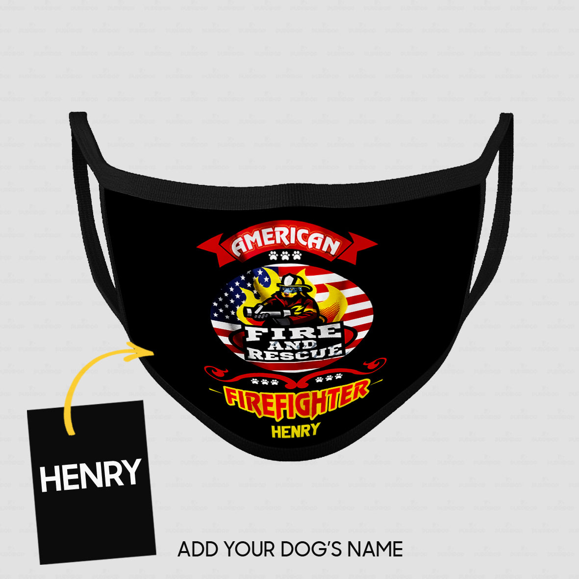 Personalized Dog Gift Idea - American Firefighter Fire And Rescue For Dog Lovers - Cloth Mask