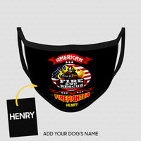 Thumbnail for Personalized Dog Gift Idea - American Firefighter Fire And Rescue For Dog Lovers - Cloth Mask