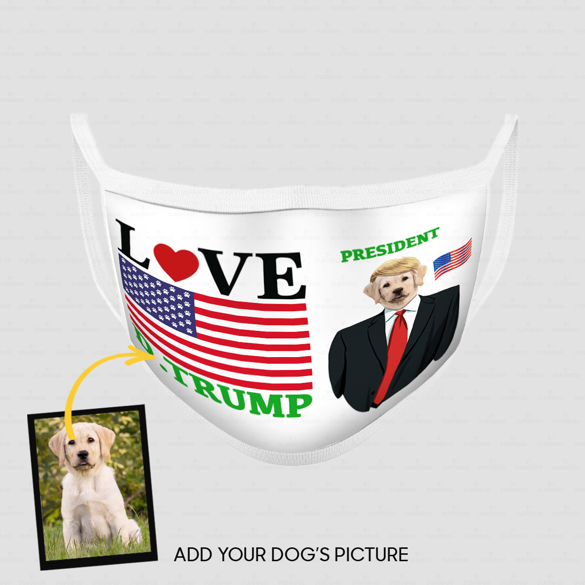 Personalized Dog Gift Idea - Love President D.Trump For Dog Lovers - Cloth Mask