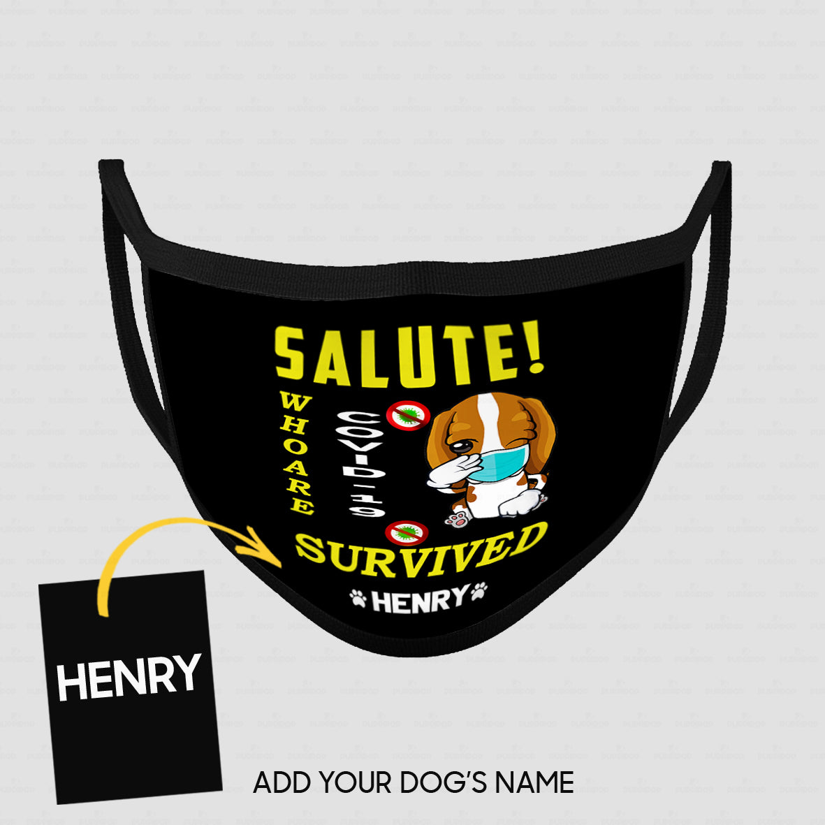 Personalized Dog Gift Idea - Salute Who Are Survived Covid 19 For Dog Lovers - Cloth Mask