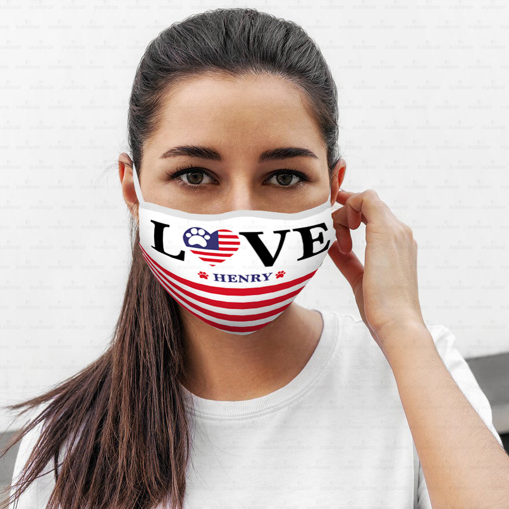 Personalized Dog Gift Idea - Love America For Dog Lovers - Cloth Mask