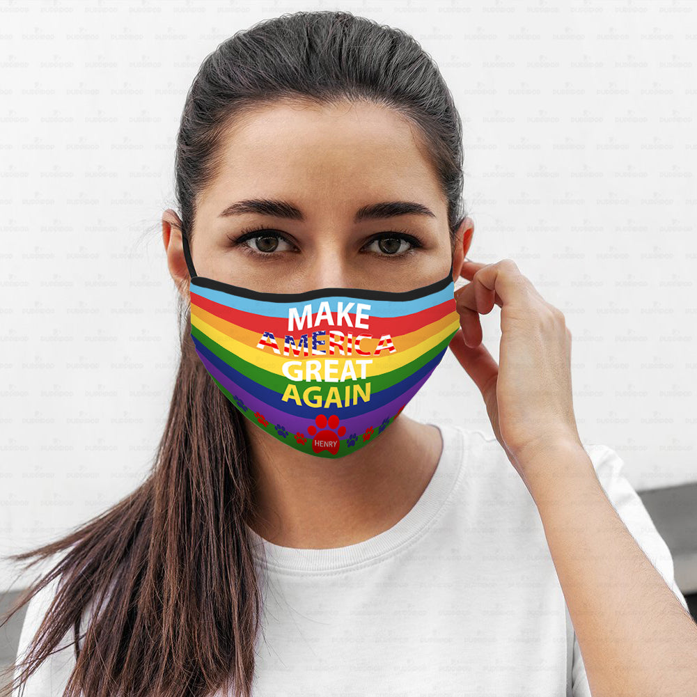 Personalized Dog Gift Idea - Make America Great Again With Rainbow For Dog Lovers - Cloth Mask
