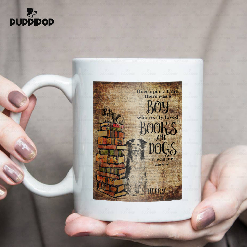 Custom Dog Mug - Personalized Boys Who Really Loved Books And Dogs Gift For Dad - White Mug
