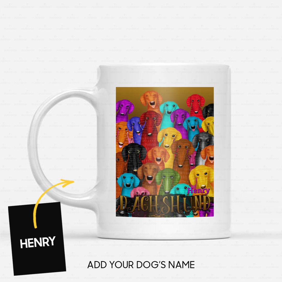 Custom Dog Mug - Personalized Colorful Dachshund Gift For Dad - White Mug