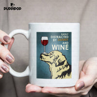 Thumbnail for Custom Dog Mug - Personalized Easily Distracted By Fur Baby And Wine Gift For Dad - White Mug