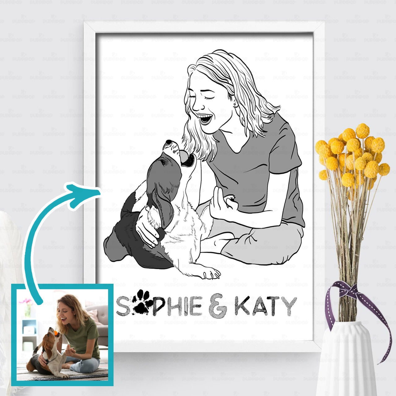 Personalized Gift Bundle - Black And White Sketching For Puppy Lovers - Standard Happy Ever After 3