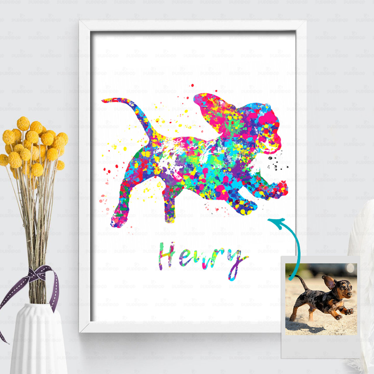 Personalized Dog Gift - Painting Color Portrait For Puppy Lovers - Matte Canvas