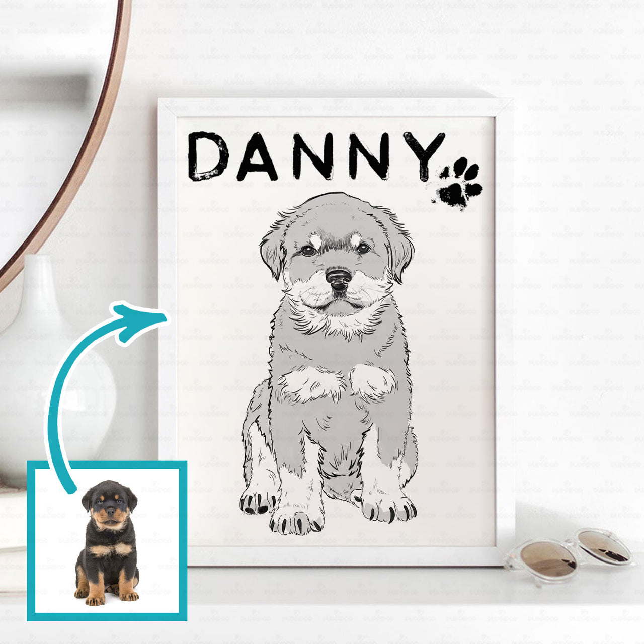 Personalized Dog Gift Idea - Black And White Sketching Gift For Puppy Lovers - Matte Canvas