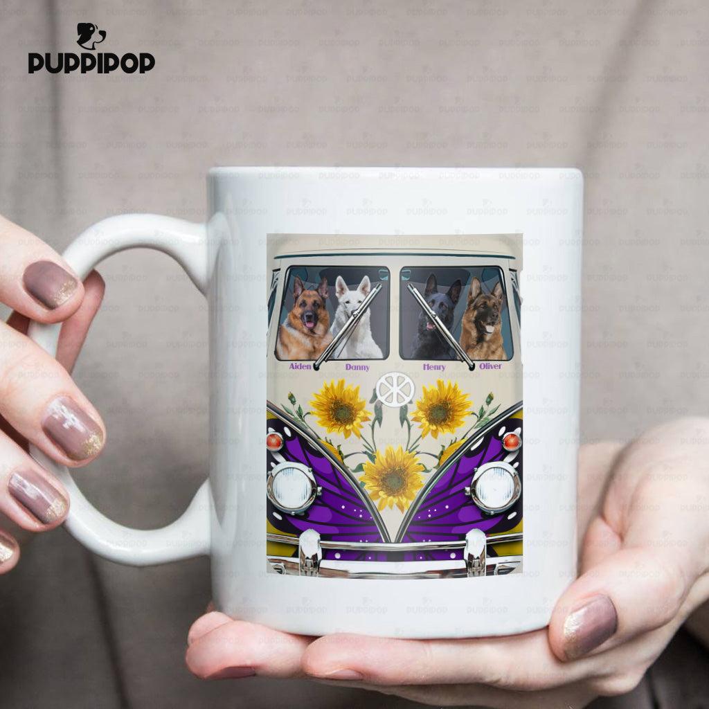 Custom Dog Mug - Personalized Shepherd On A Car Gift For Dad - White Mug