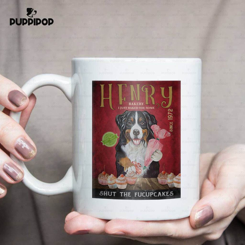 Custom Dog Mug - Personalized Shut The Fucupcakes Gift For Dad - White Mug