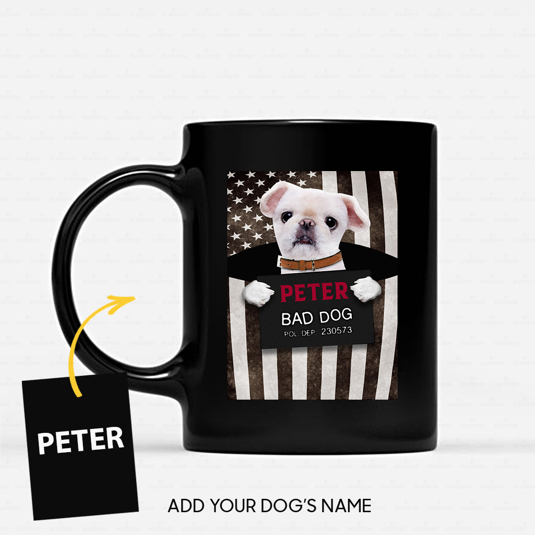 Personalized Dog Gift Idea - Bad White Dog Wearing Collar For Dog Lovers - Black Mug