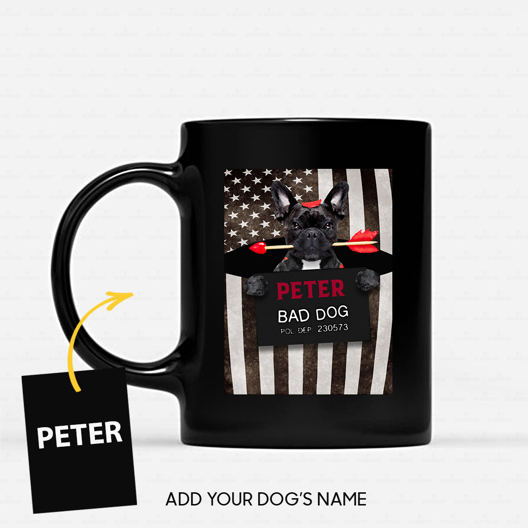 Personalized Dog Gift Idea - Bad Black Dog With Arrow For Dog Lovers - Black Mug