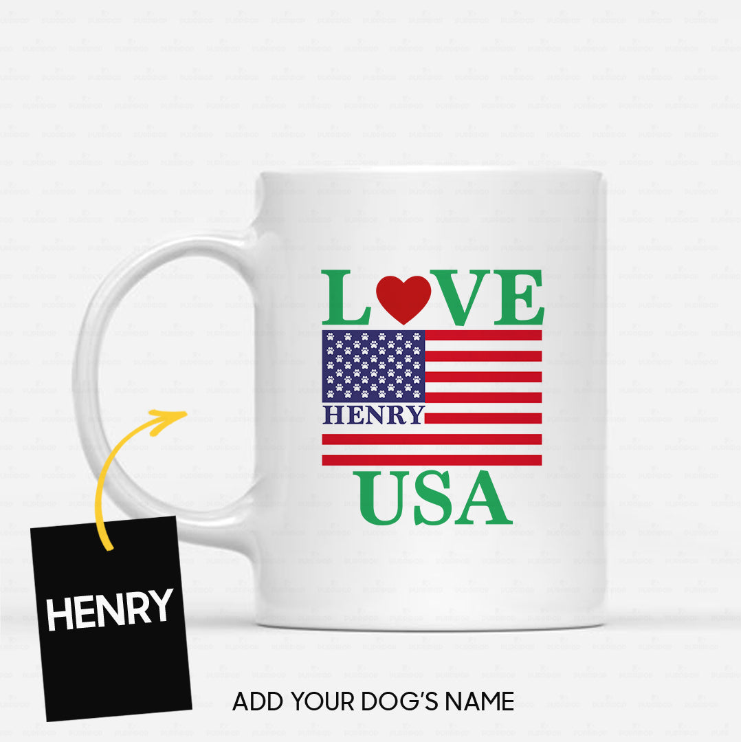 Personalized Dog Gift Idea - Love The USA For Dog Lovers - White Mug