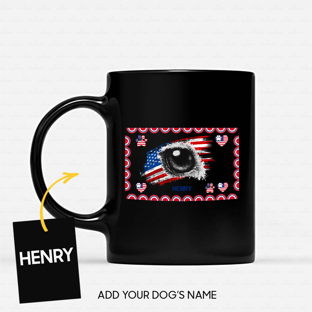 Personalized Dog Gift Idea - America Flag With Dog Eye For Dog Lovers - Black Mug