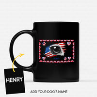 Thumbnail for Personalized Dog Gift Idea - America Flag With Dog Eye For Dog Lovers - Black Mug