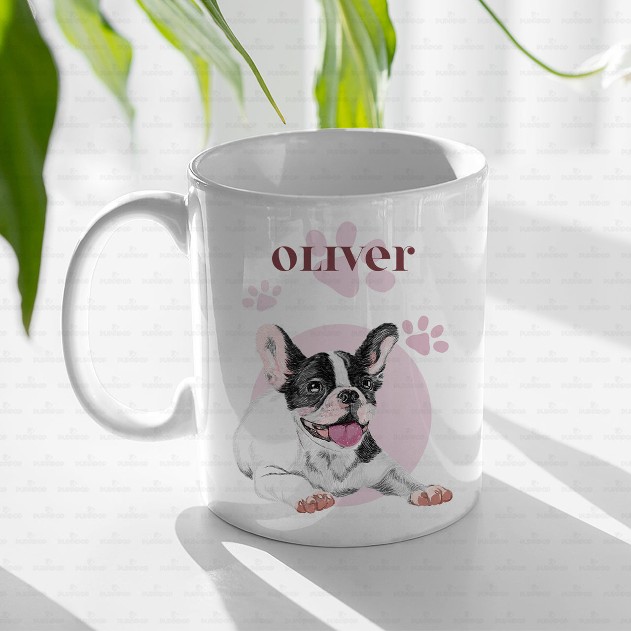 Personalized Dog Gift Idea - Color Sketching And Paw Gift For Puppy Lovers - White Mug