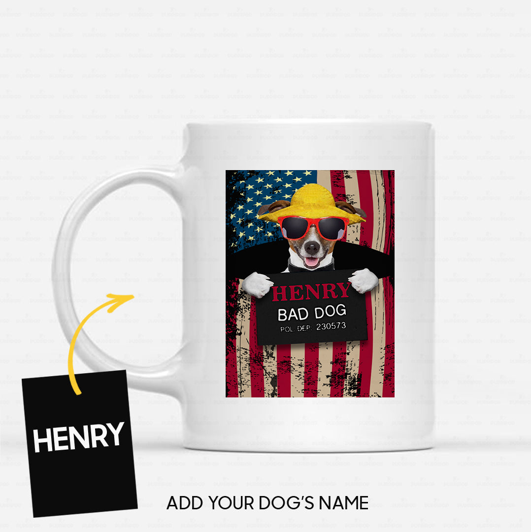 Personalized Dog Gift Idea - Bad Dog Wearing Yellow Hat For Dog Lovers - White Mug