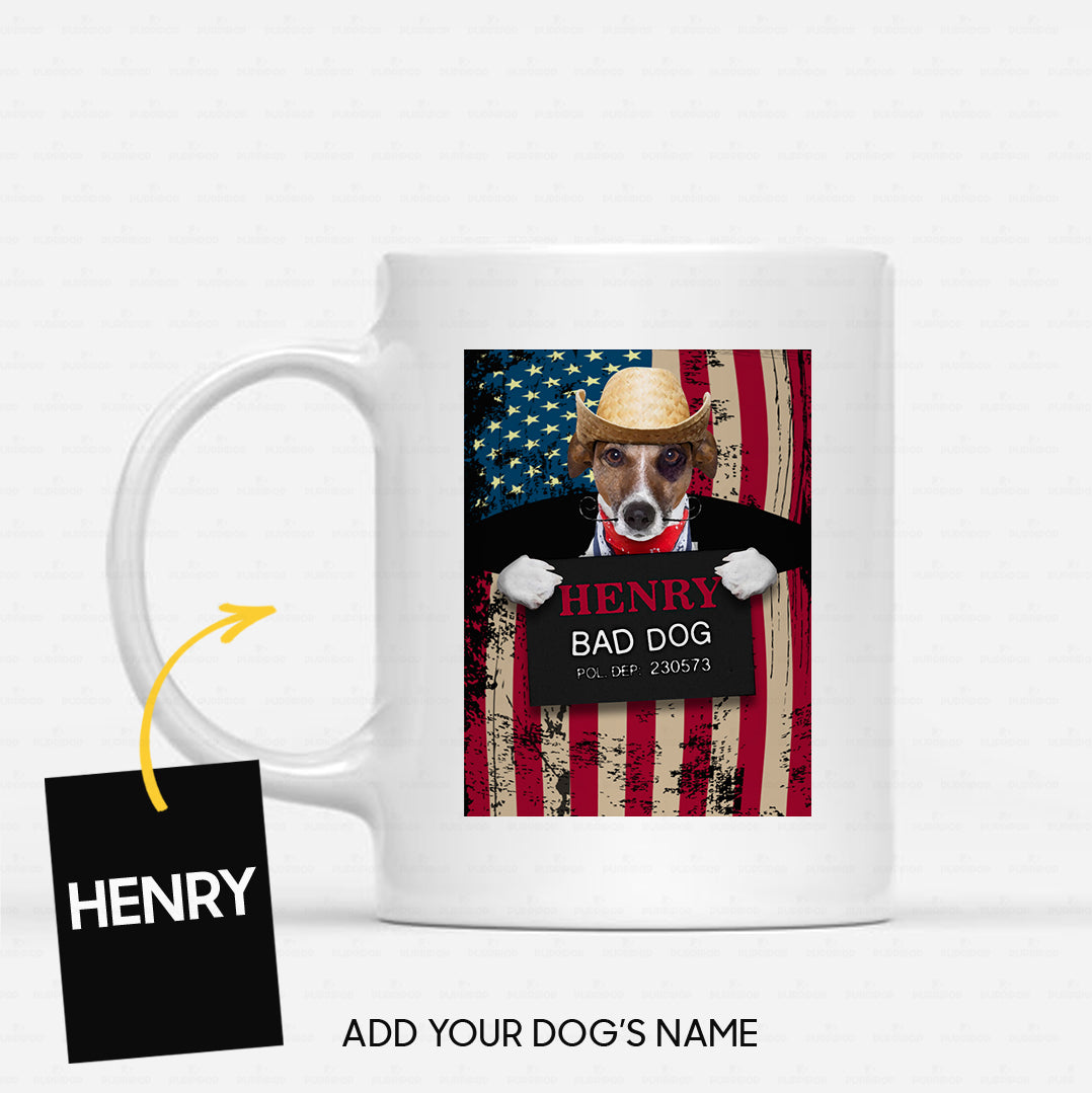 Personalized Dog Gift Idea - Bad Dog Wearing Cowboy Hat For Dog Lovers - White Mug