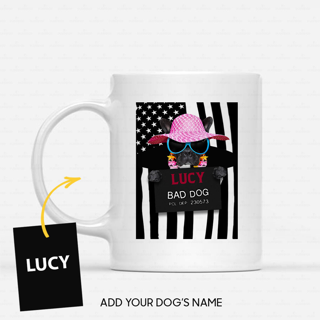 Personalized Dog Gift Idea - Bad Dog Girl Wearing Beach Hat For Dog Lovers - White Mug