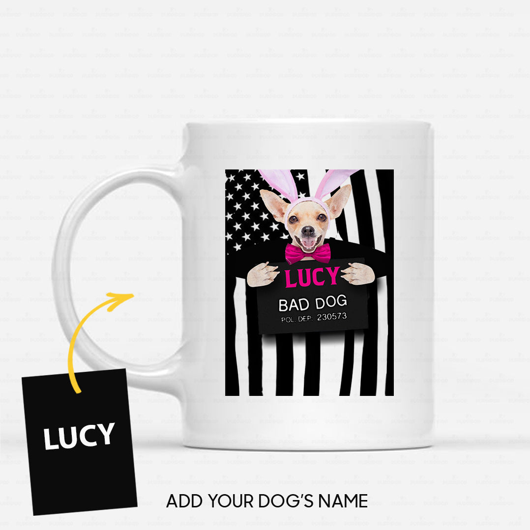 Personalized Dog Gift Idea - Bad Dog Girl With Rabbit Ear For Dog Lovers - White Mug