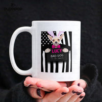 Thumbnail for Personalized Dog Gift Idea - Bad Dog Girl With Rabbit Ear For Dog Lovers - White Mug