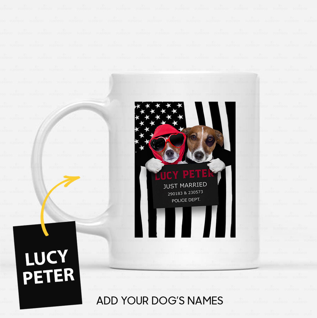 Personalized Dog Gift Idea - Dog Wearing Glasses And Dog Having Birthmark Just Married For Dog Lovers - White Mug