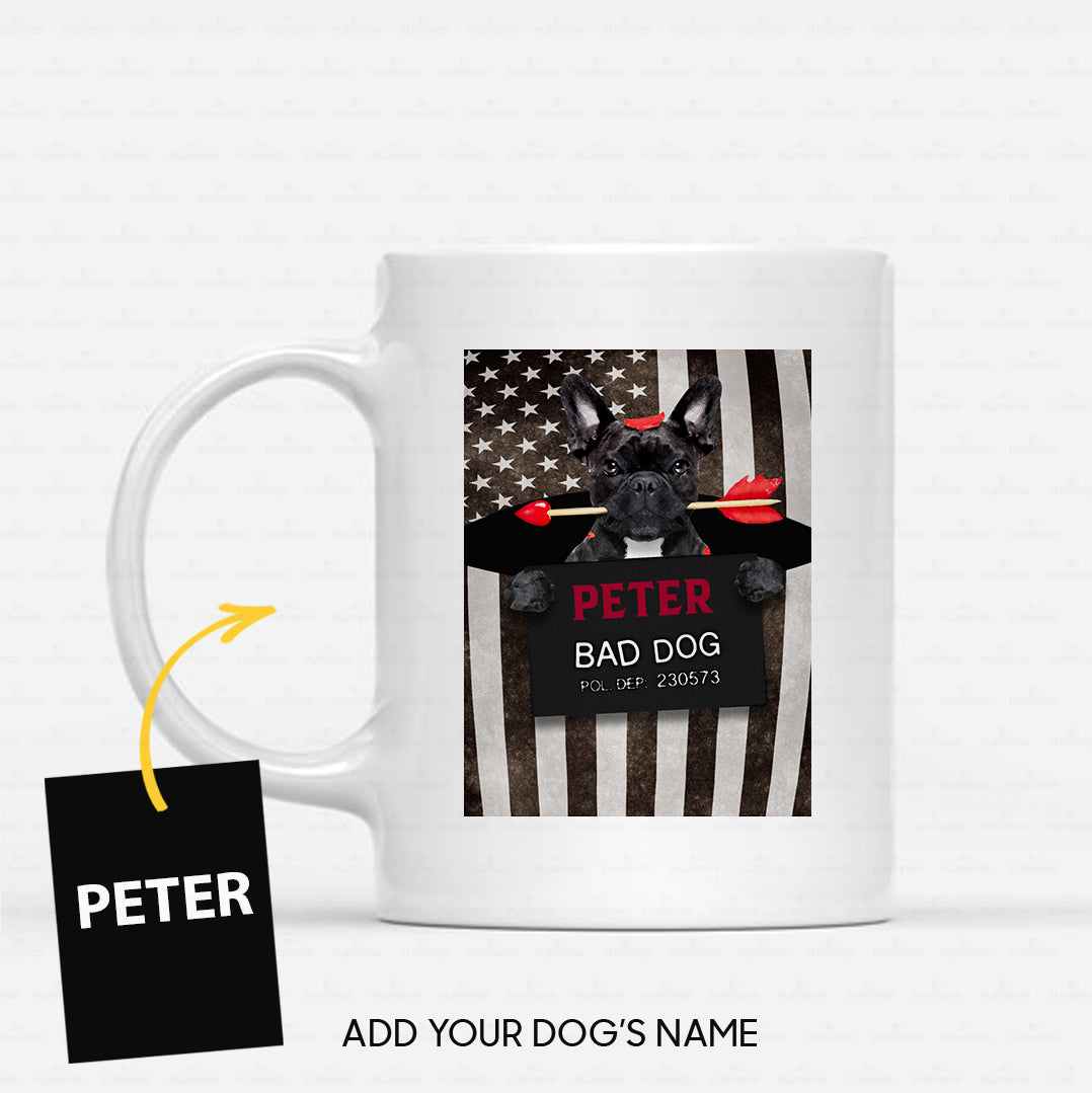 Personalized Dog Gift Idea - Bad Black Dog With Arrow For Dog Lovers - White Mug