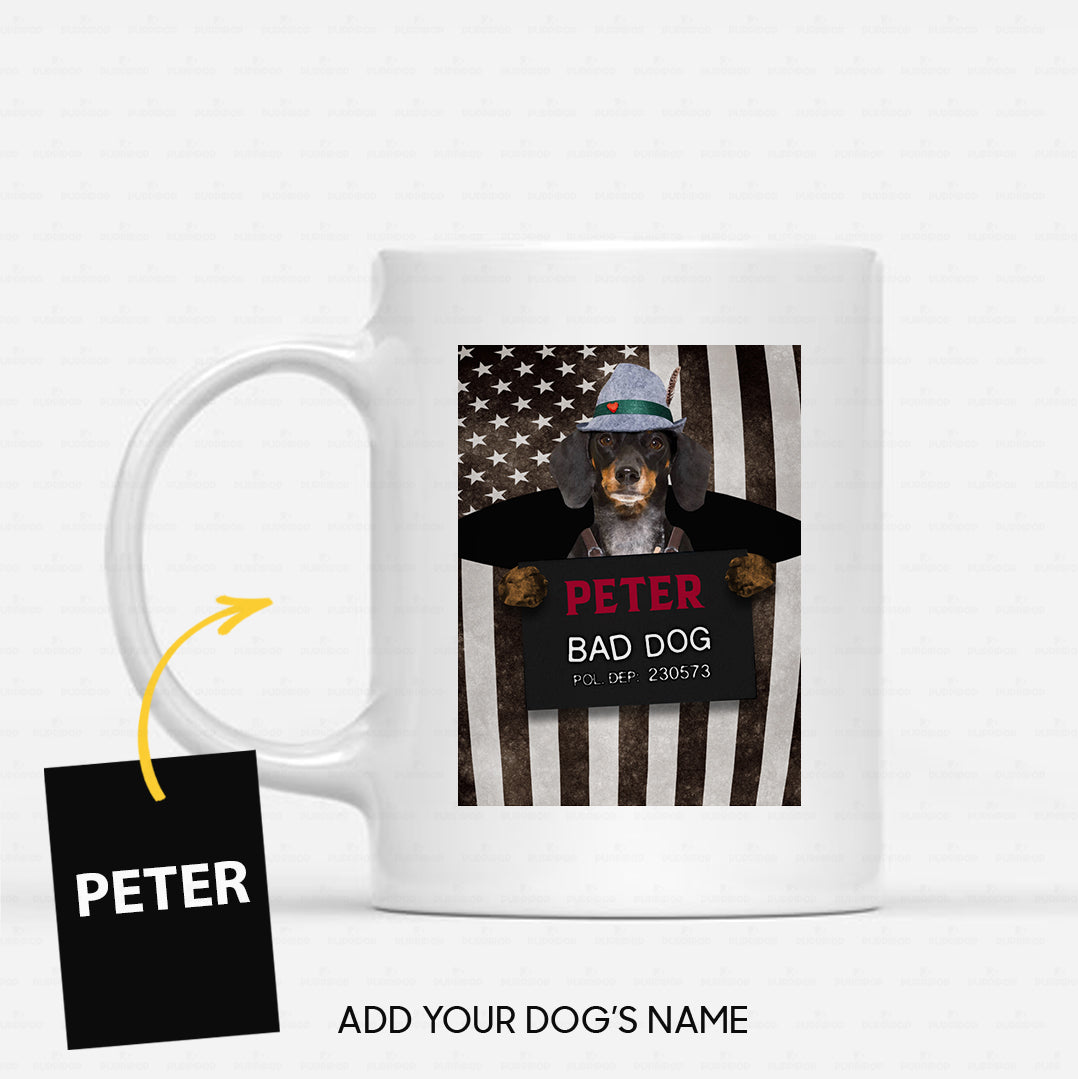 Personalized Dog Gift Idea - Bad Long Ear Dog Wearing Fedora For Dog Lovers - White Mug