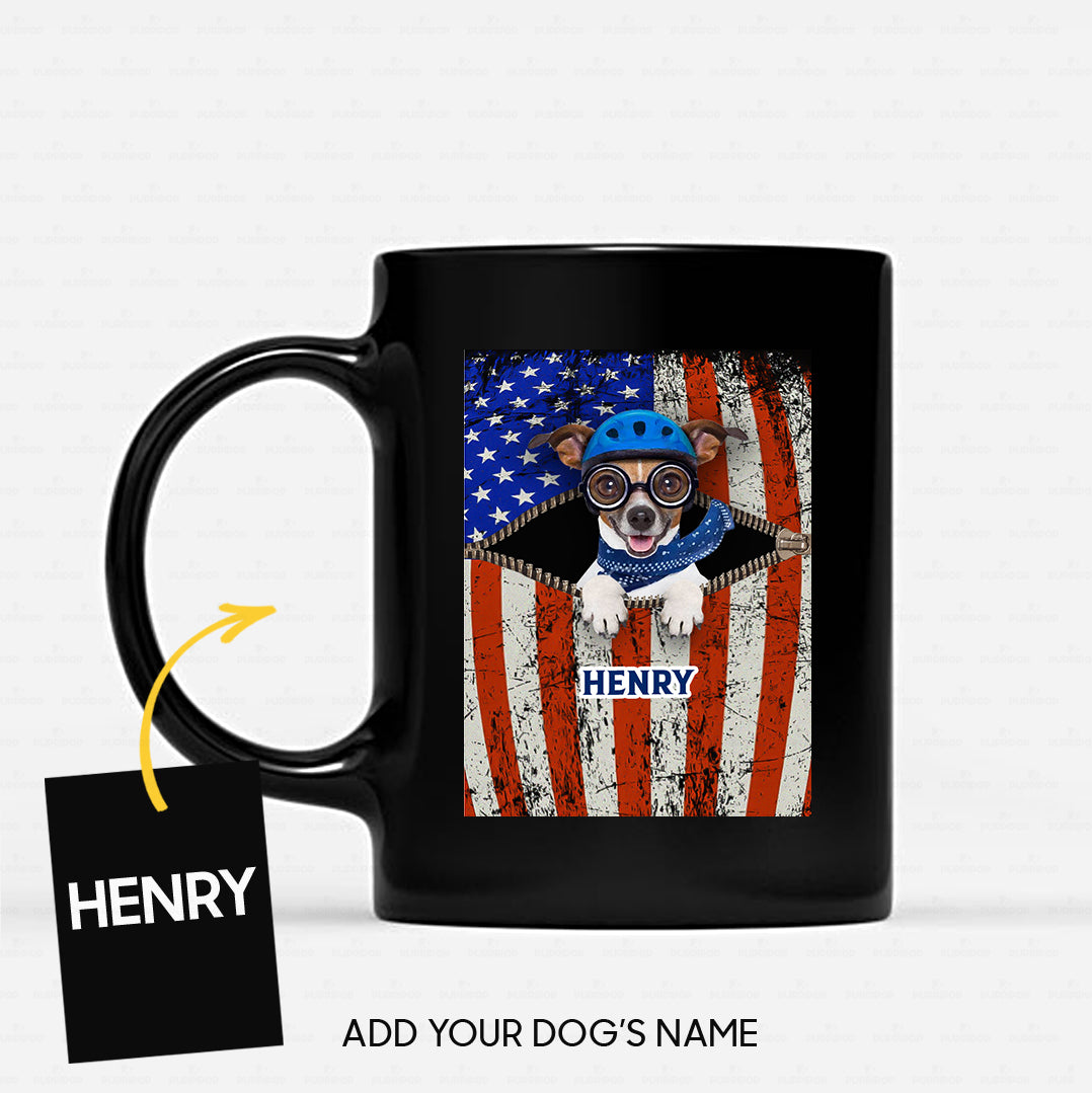 Personalized Dog Gift Idea - Dog With Blue Scarf And Helmet For Dog Lovers - Black Mug