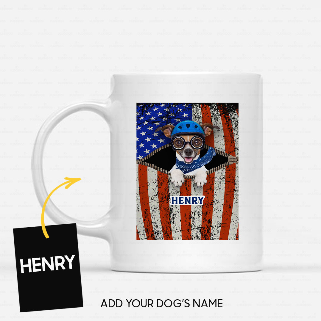 Personalized Dog Gift Idea - Dog With Blue Scarf And Helmet For Dog Lovers - White Mug