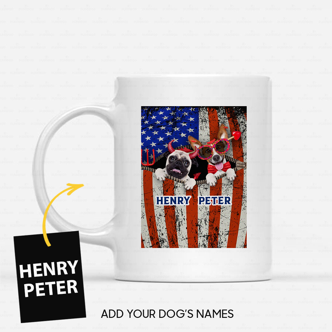 Personalized Dog Gift Idea - Bad Evil Pug And Dog With Red Bow For Dog Lovers - White Mug