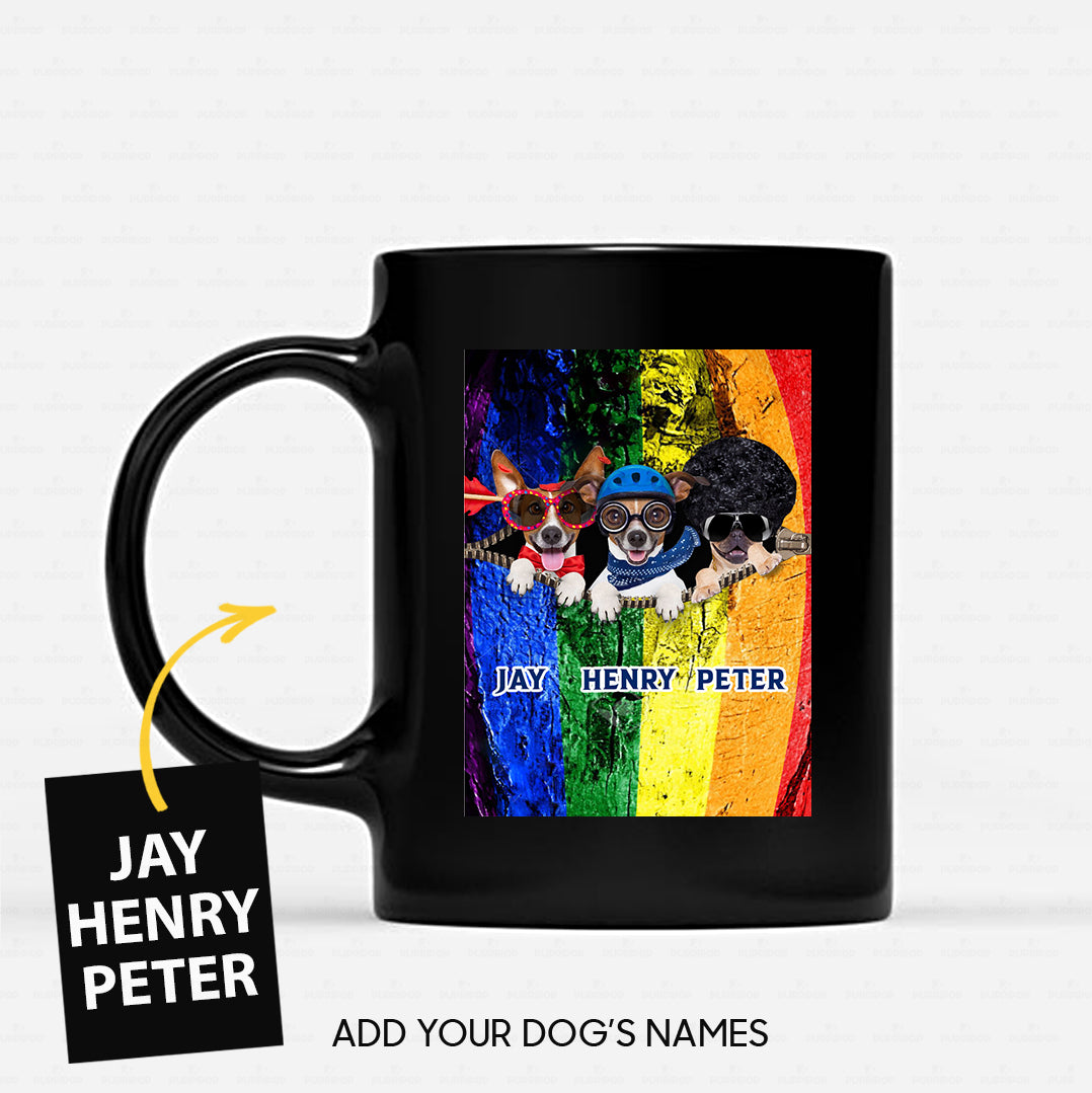 Personalized Dog Gift Idea - Arrow Dog, Blue Helmet Dog And Disco Dog For Dog Lovers - Black Mug