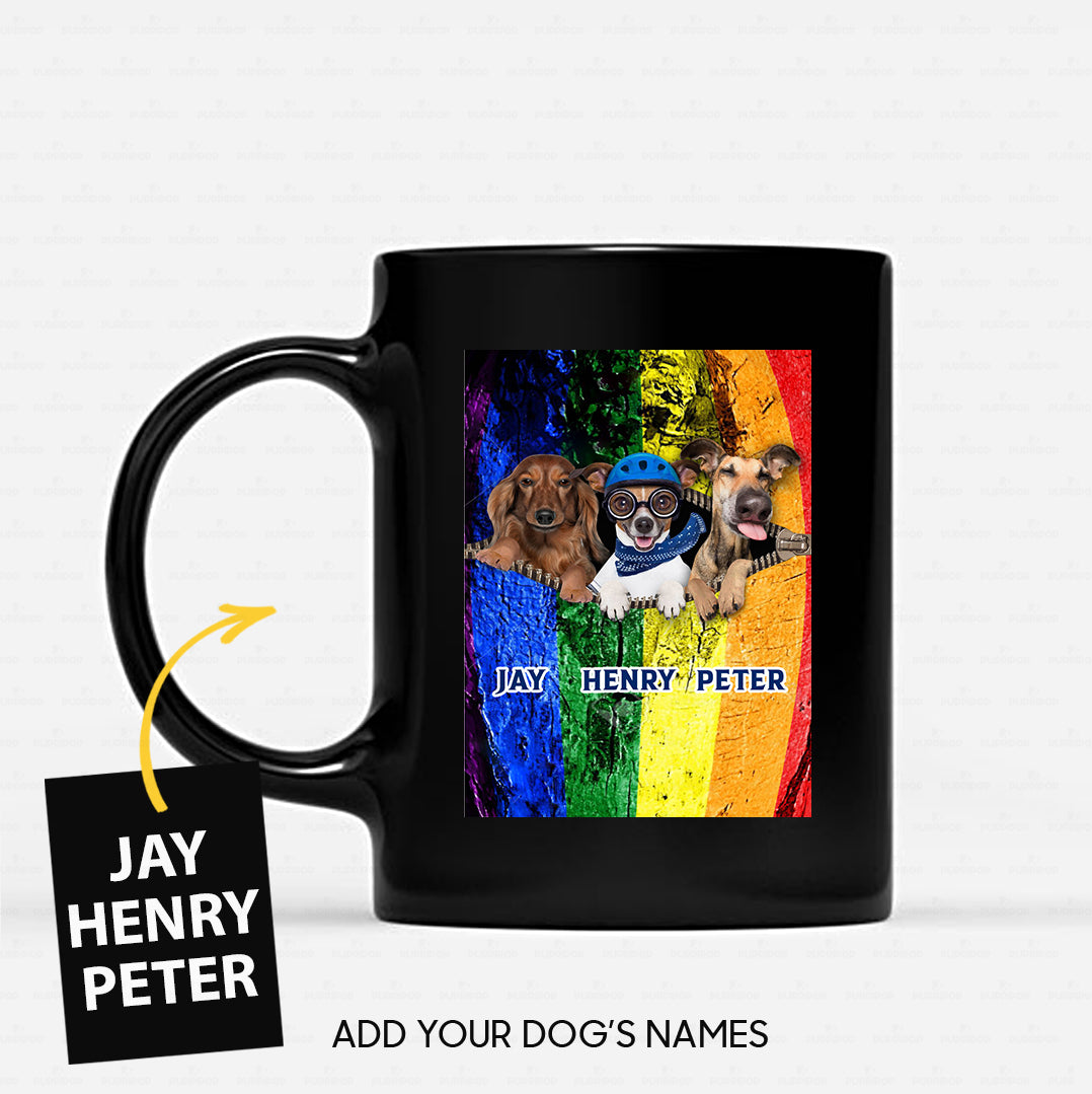 Personalized Dog Gift Idea - Angry Dog, Blue Helmet Dog And Mowing Dog For Dog Lovers - Black Mug