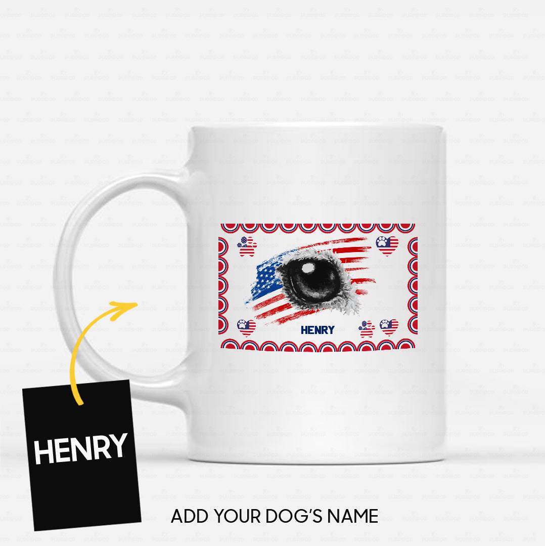 Personalized Dog Gift Idea - America Flag With Dog Eye For Dog Lovers - White Mug